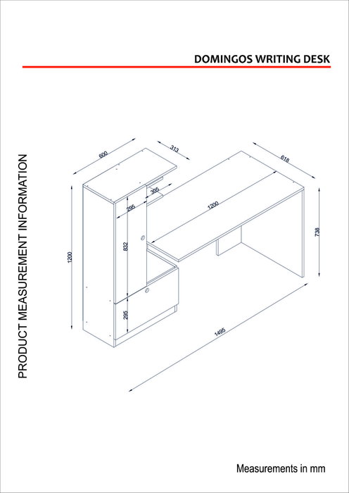 Hanah Home Mesa de Estudio Escandinava Blanca con Estantería - Diseño Elegante y Funcional, Dimensiones Generosas (120x73.8x61.8cm)
